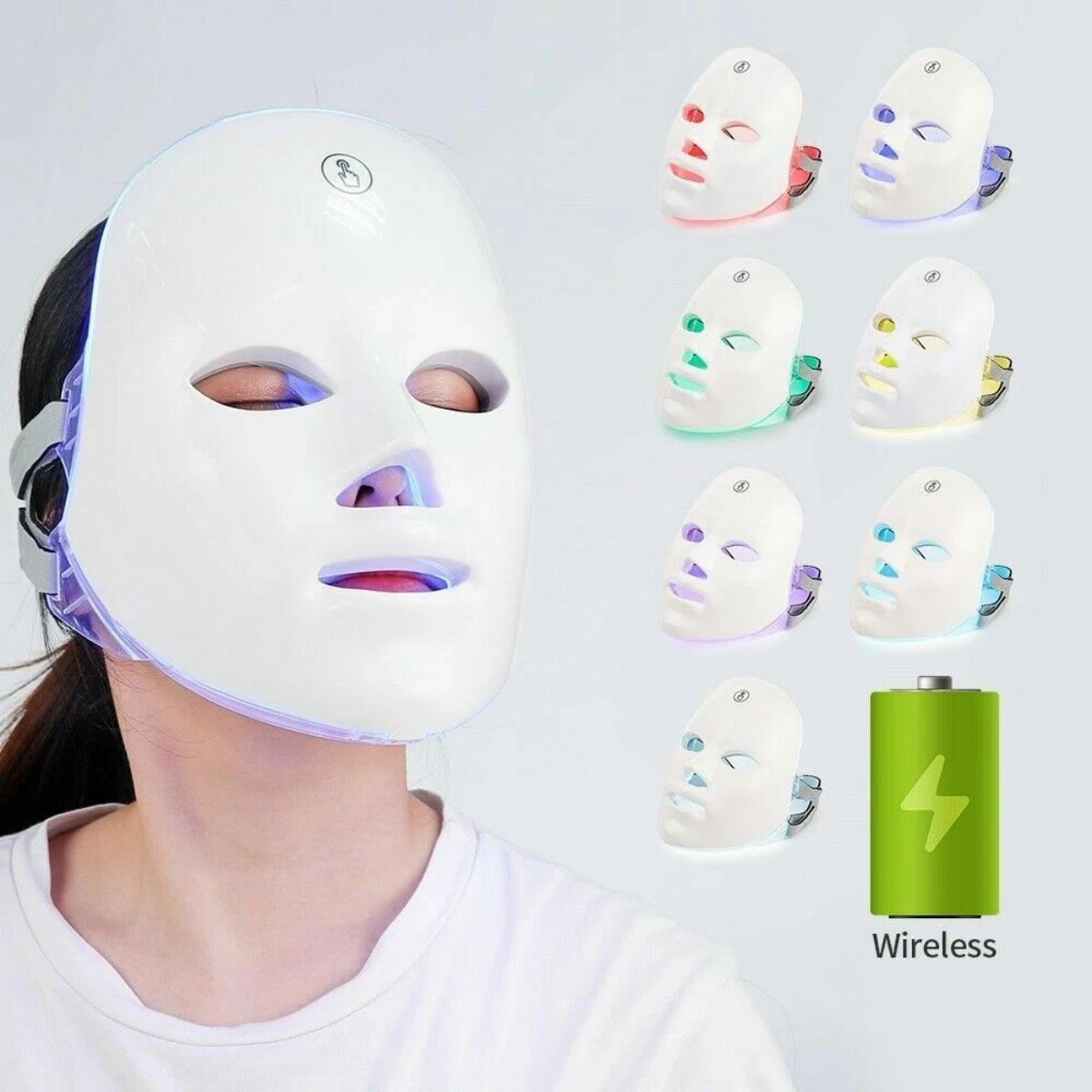 7-color LED face mask silicone strap and comfortable fit