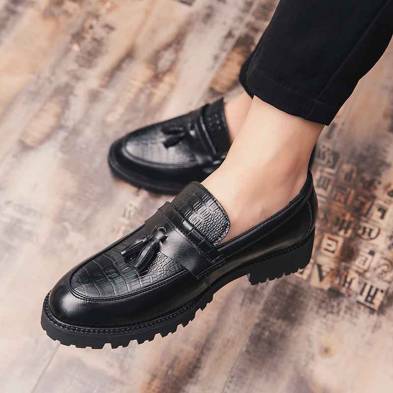 Dress shoes shown in red colorway