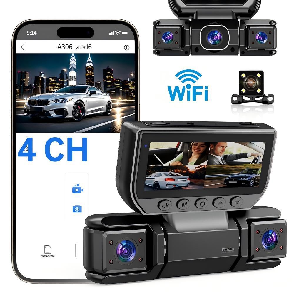 4-channel WiFi dash cam - full view