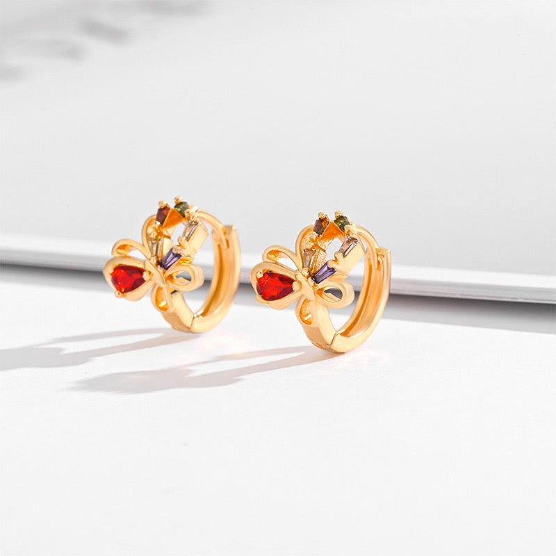Square Crystal Zircon Drop Earrings – Gold Plated