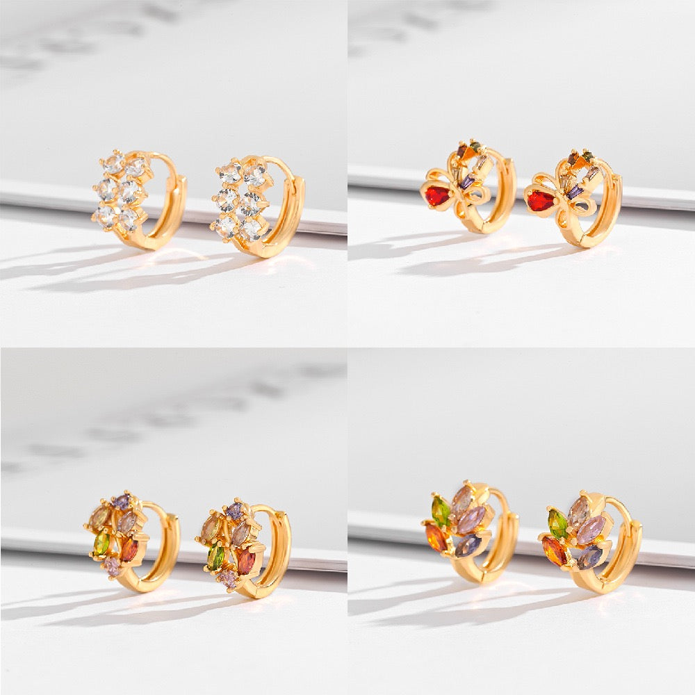 Square Crystal Zircon Drop Earrings – Gold Plated