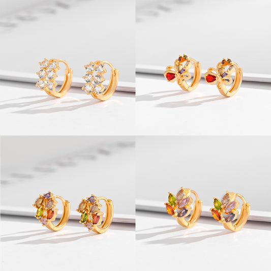 Square Crystal Zircon Drop Earrings – Gold Plated