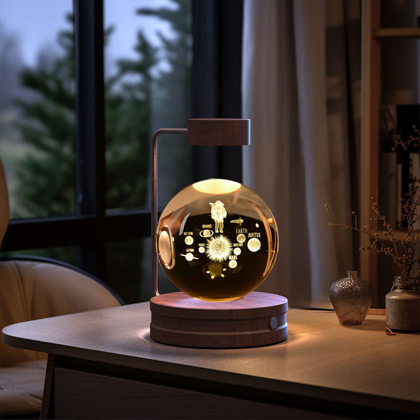3D crystal night light with wood base, design option 13 of 51