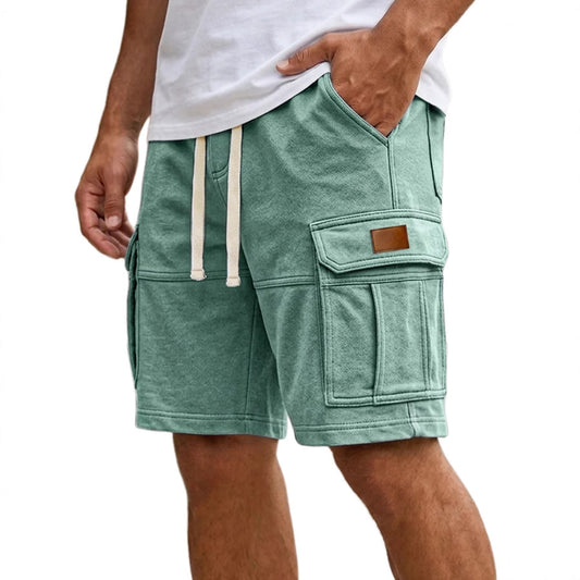 Men's cargo shorts styled on model - front view