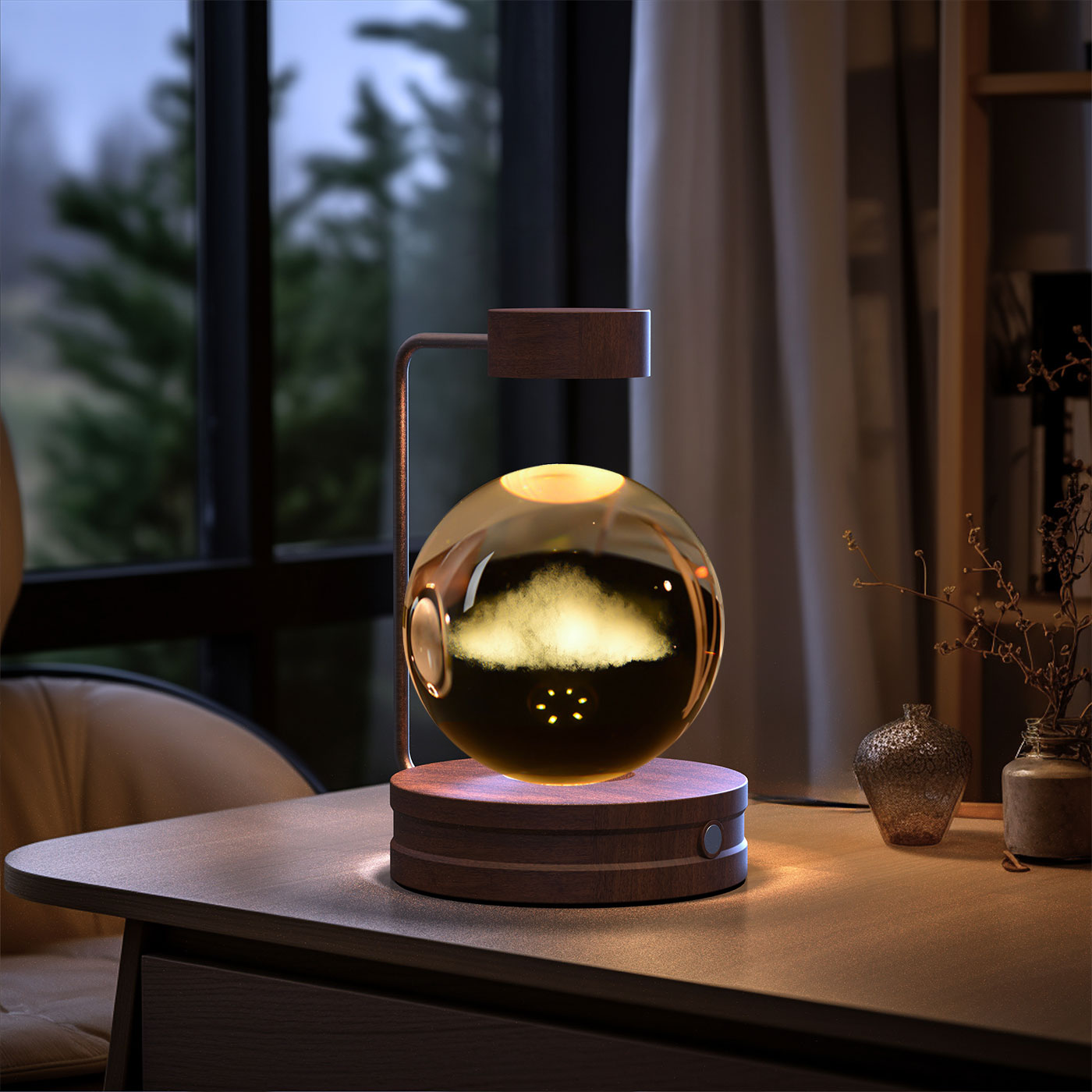3D crystal night light with wood base, design option 19 of 51