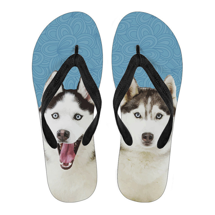 Animal pattern beach slippers - being worn