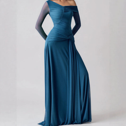 mermaid dress side-twist ruching detail