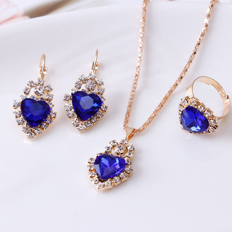 Water drop rhinestone jewelry set – available color options