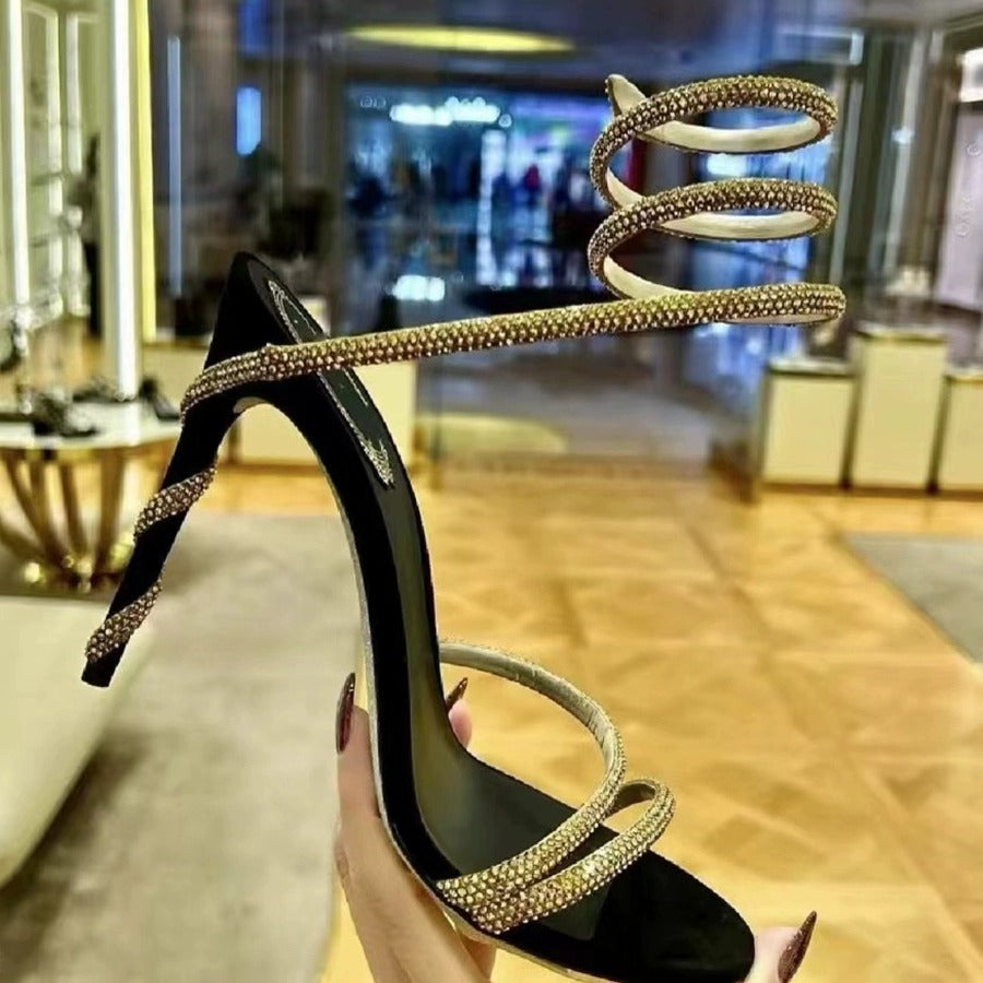 Plus Size Rhinestone Strap Stiletto Sandals - photo 5