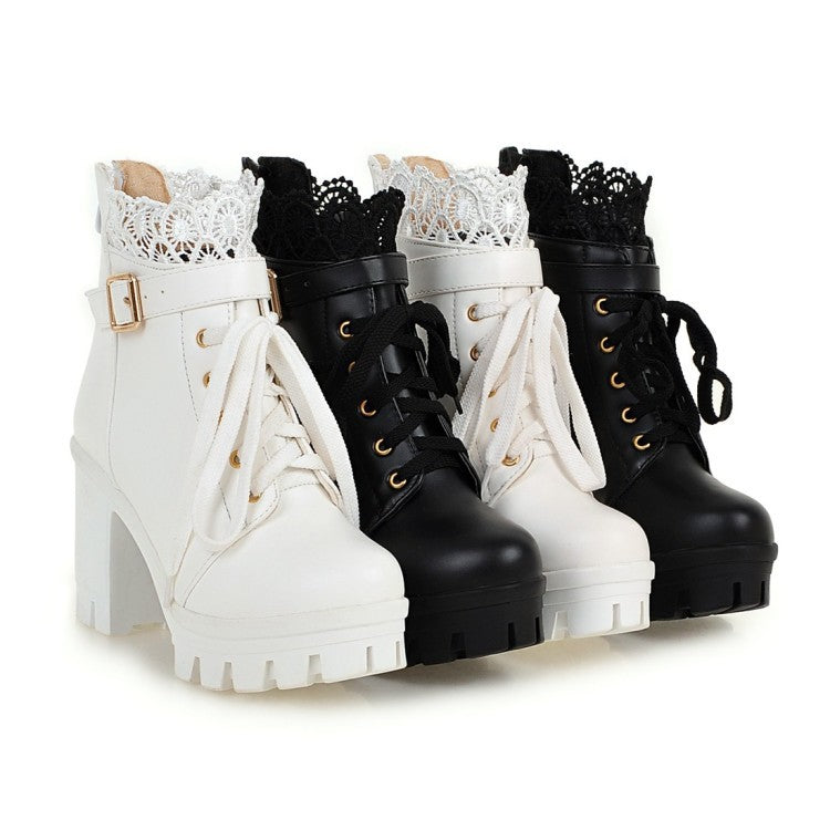 Women's lace-up square heel ankle boots - view 9