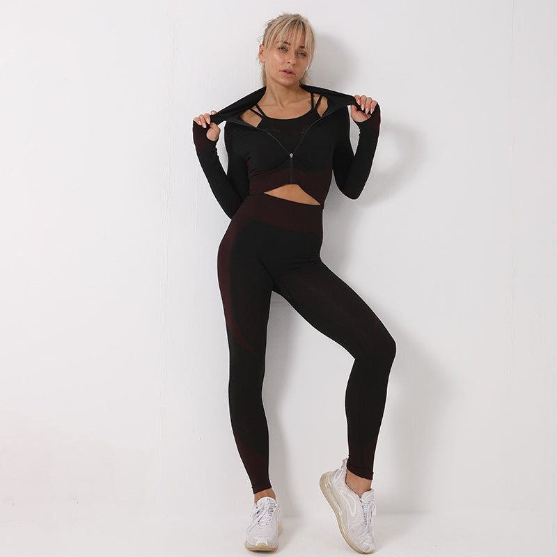 3-Piece Seamless Yoga Set – Leggings, Sports Bra & Crop Top - product photo 8 of 15