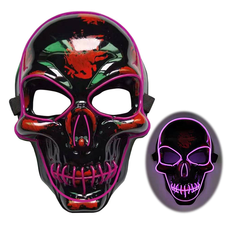 Close-up of LED lighting detail on skeleton mask