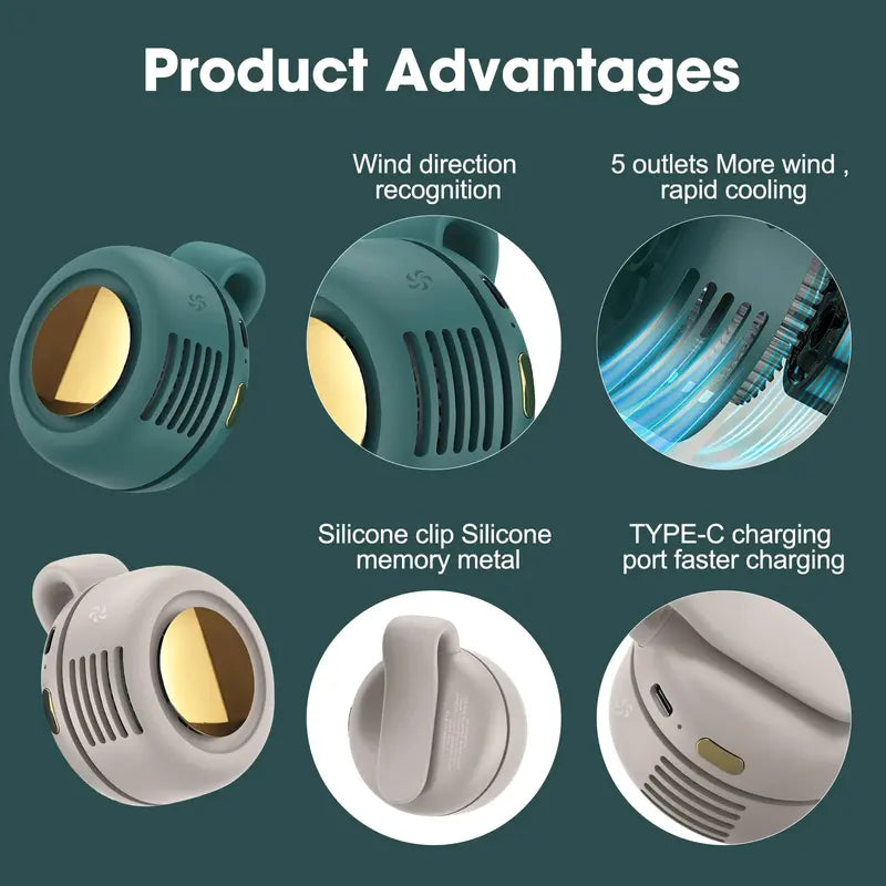 Mini Clip-On Fan – Portable USB Rechargeable Waist & Neck Fan – photo 10 of 11