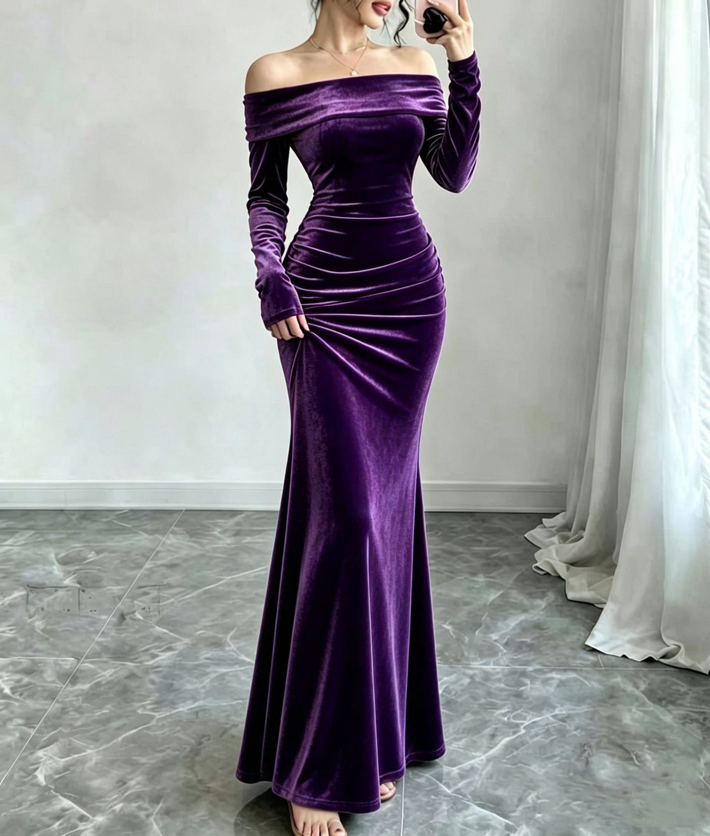 Elegant Velvet Bodycon Dress - photo 3