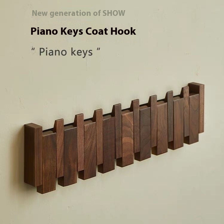Wall-Mounted Wood Coat Rack – Piano Key Hook Entryway Storage - product photo 10 of 10