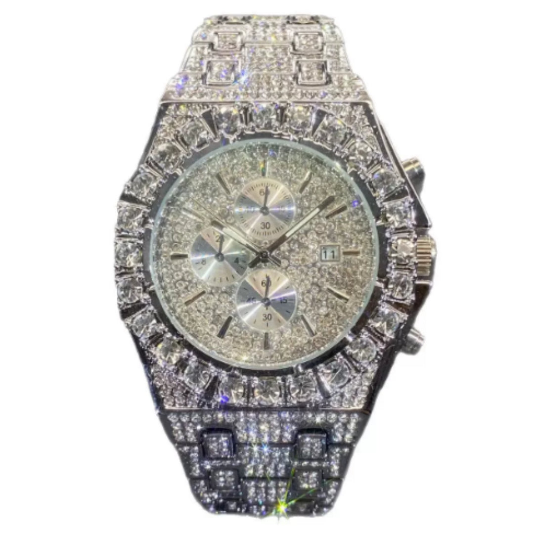 Rhinestone accent watch - dial close-up