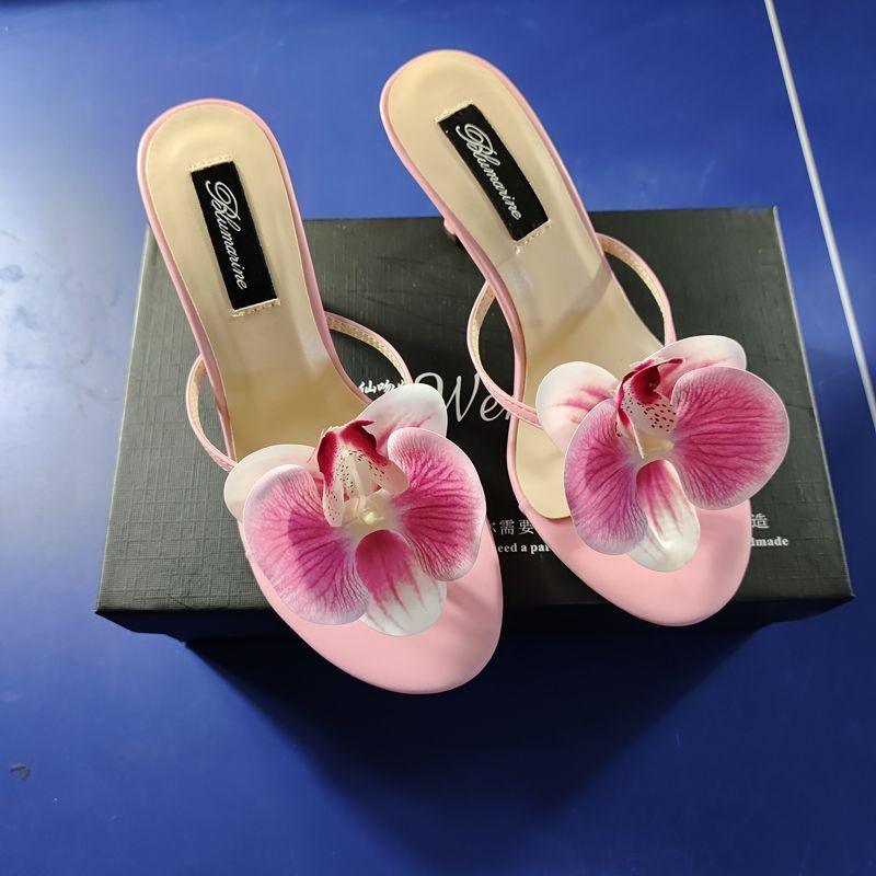 Flower Accent High Heel Slippers - photo 3
