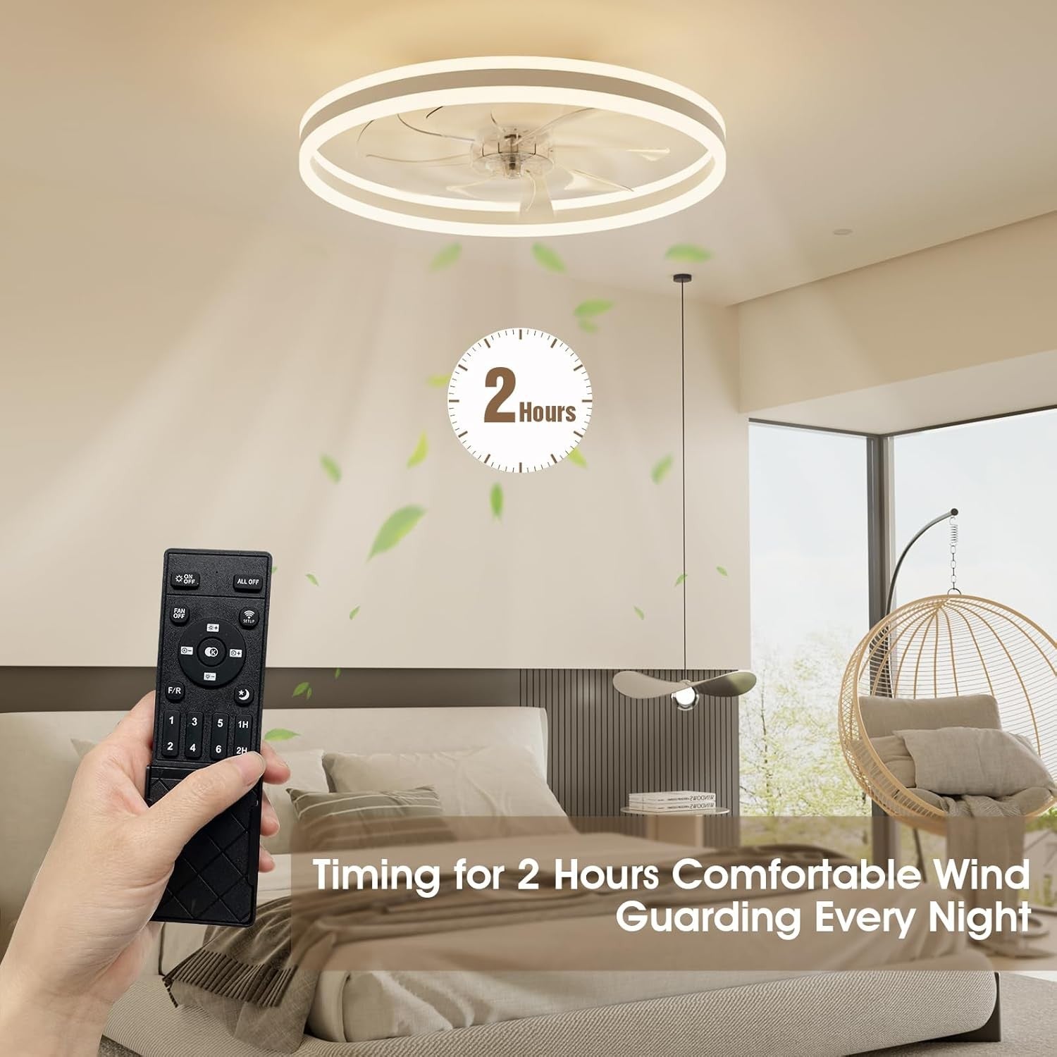 Large LED Ceiling Fan with Lighting – Adjustable 6-Speed Remote Control - product photo 5 of 5