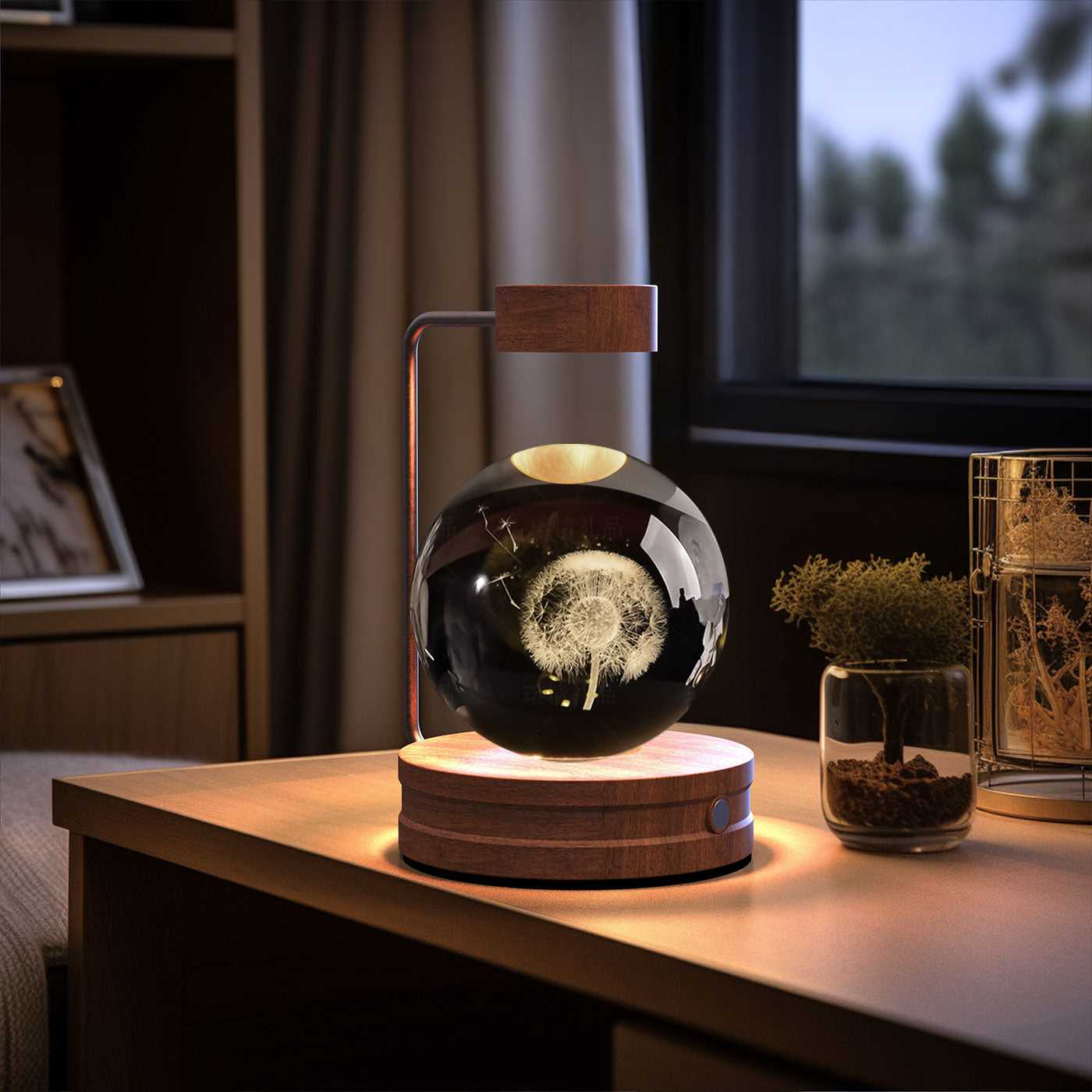 3D crystal night light with wood base, design option 21 of 51