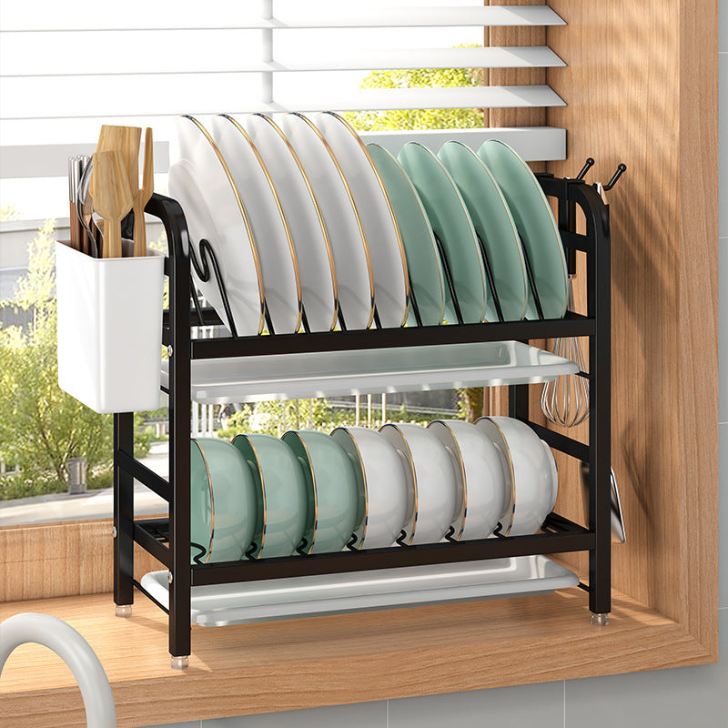 Kitchen storage rack, double-layer dish rack, front view