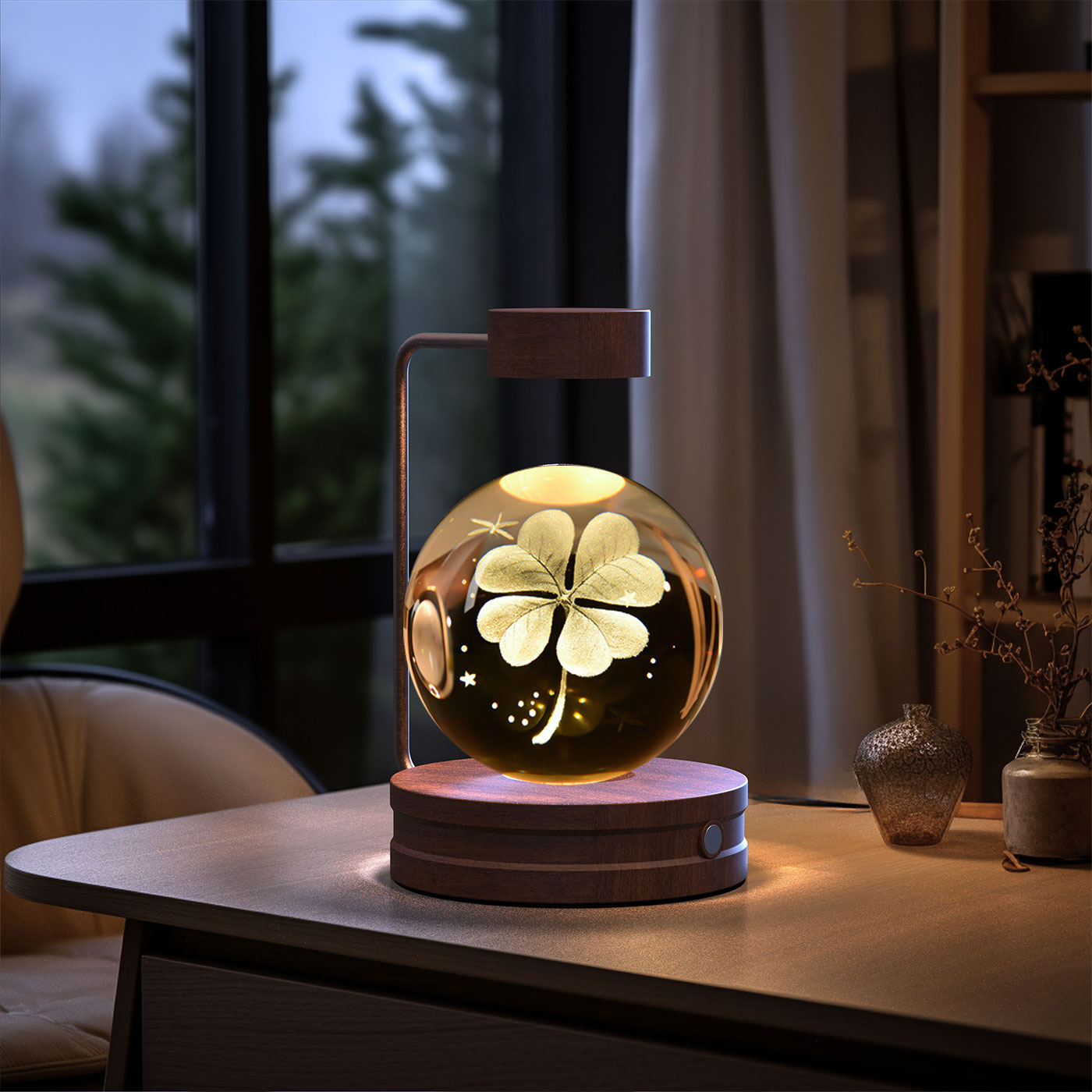3D crystal night light with wood base, design option 31 of 51