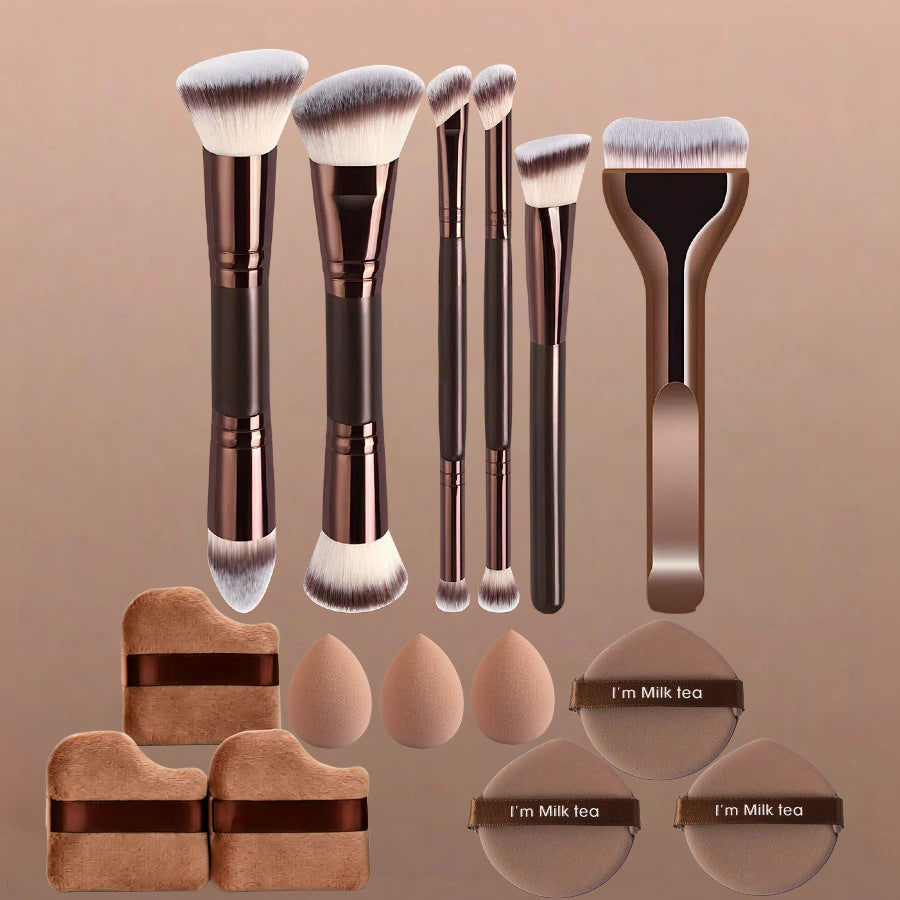 10-piece makeup brush set option