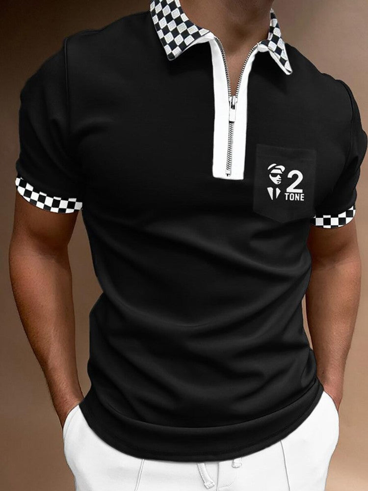 Men's Striped Printed Polo Shirt – Short Sleeve Lapel Shirt - product photo 9 of 9