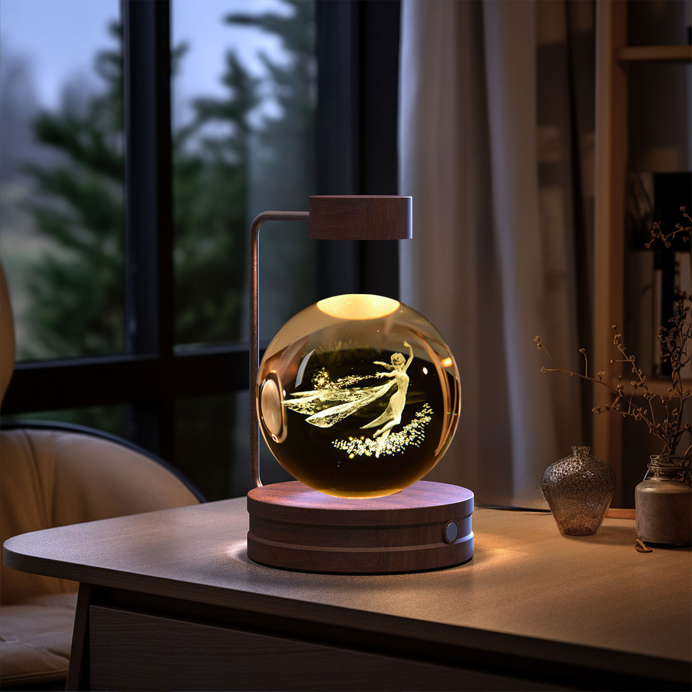 3D crystal night light with wood base, design option 11 of 51