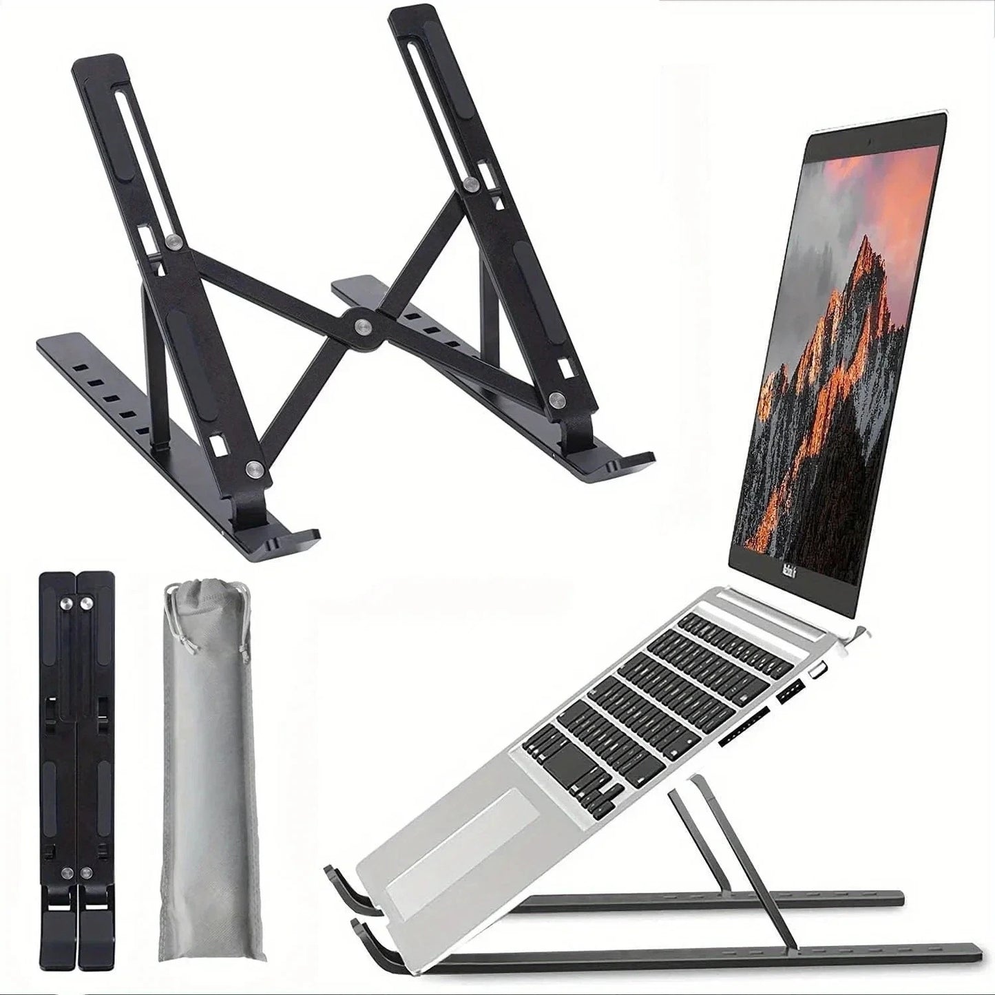 adjustable portable laptop and tablet stand, folded