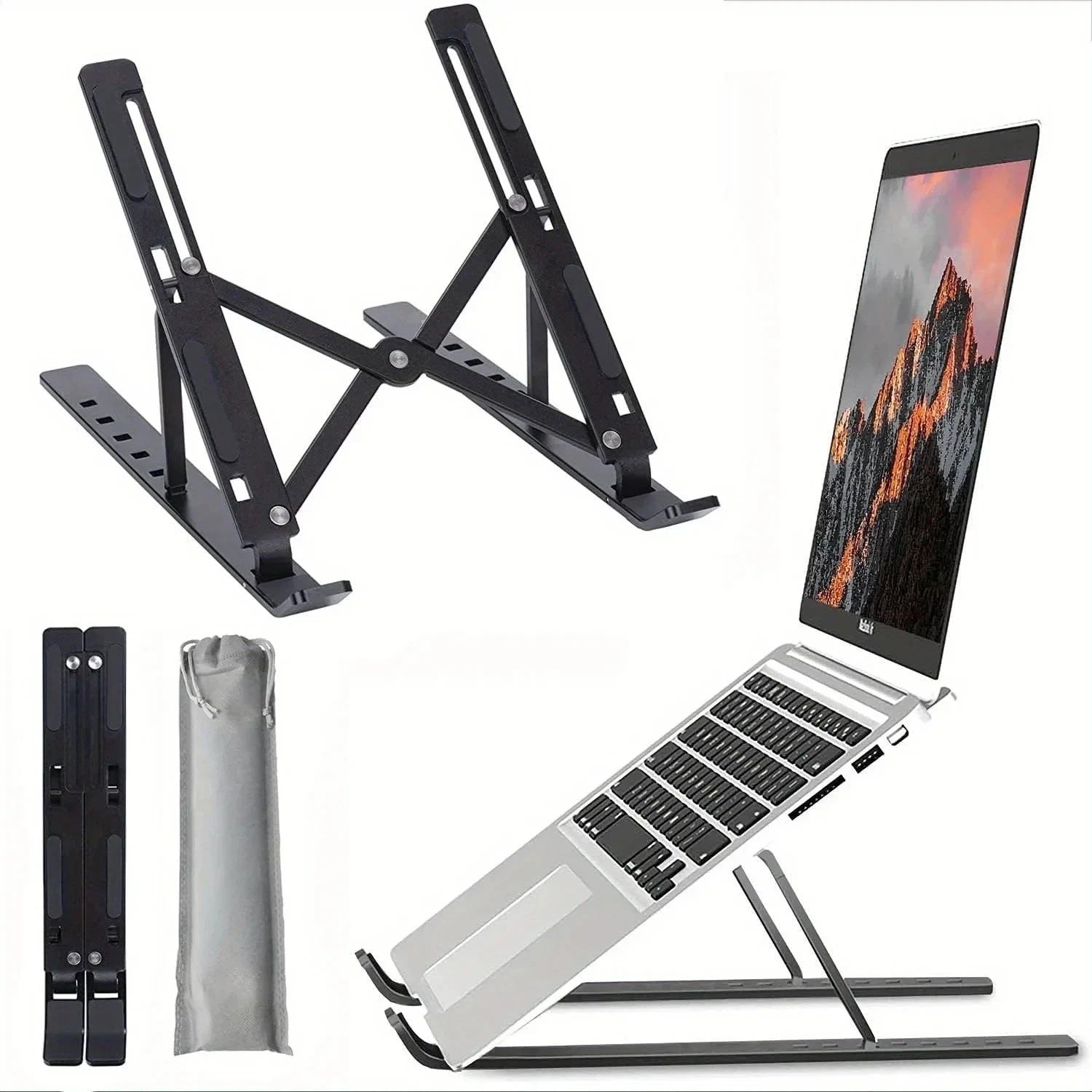 adjustable portable laptop and tablet stand, folded