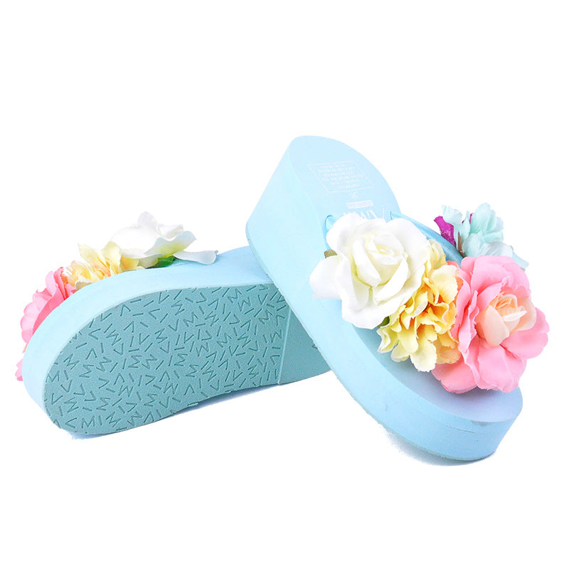 Women's Handmade Platform Flip Flops – Floral Detail Sandals - product photo 5 of 8