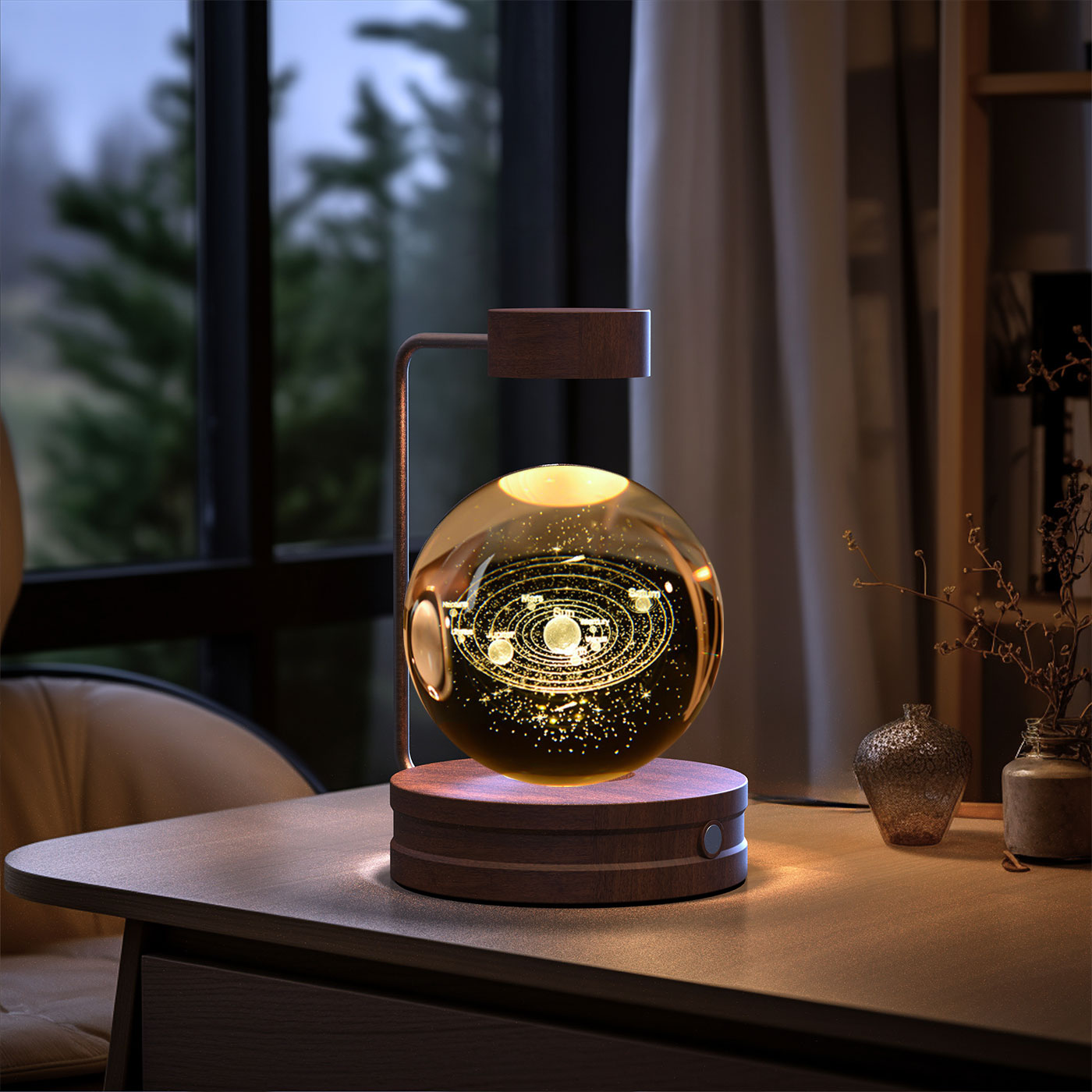 3D crystal night light with wood base, design option 33 of 51