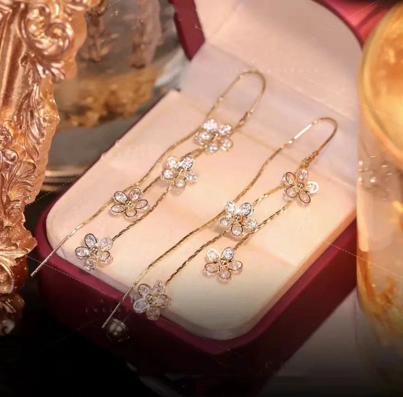 Zircon Flower Tassel Ear Jewelry – Elegant Statement Earrings - product photo 5 of 5