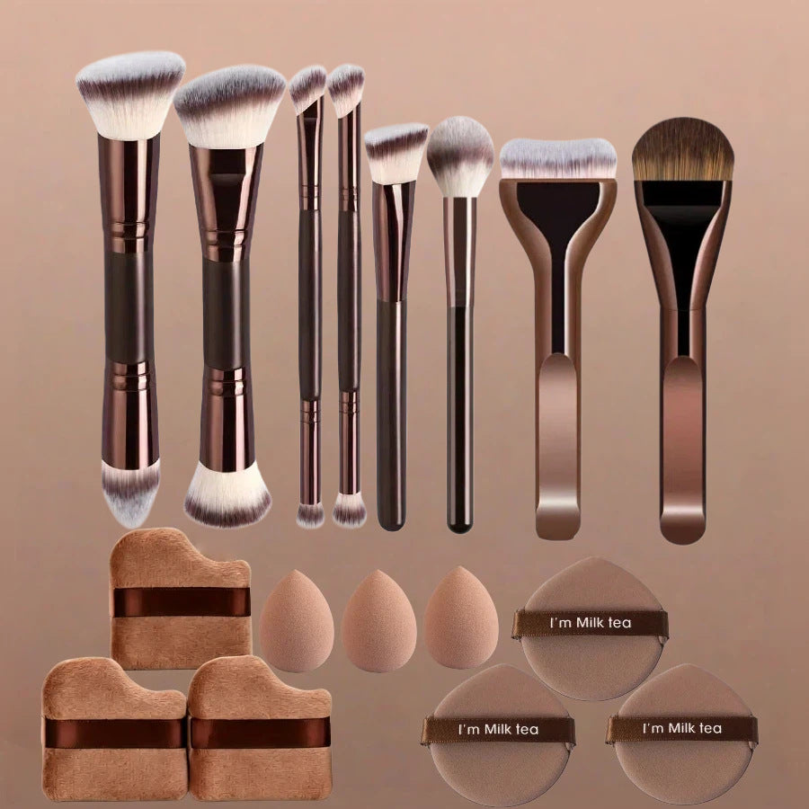 17-piece makeup brush set option