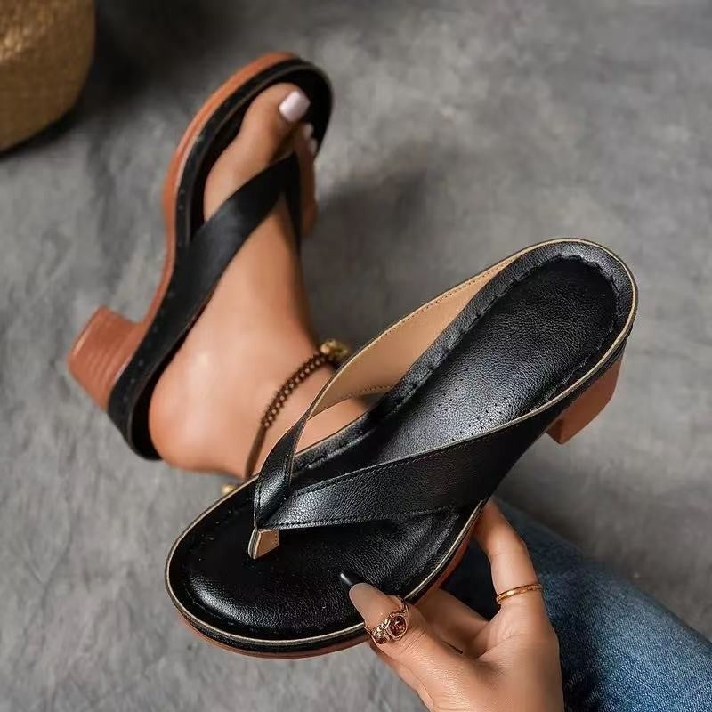 Summer Flip-Flop Wedges – Fashion Solid Color Square-Heeled Sandals – photo 7 of 10
