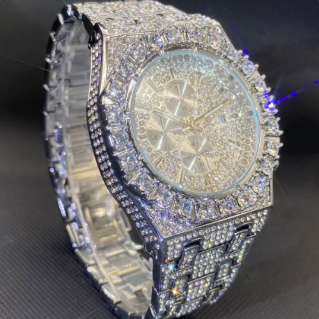 Men's rhinestone accent luxury watch - main view