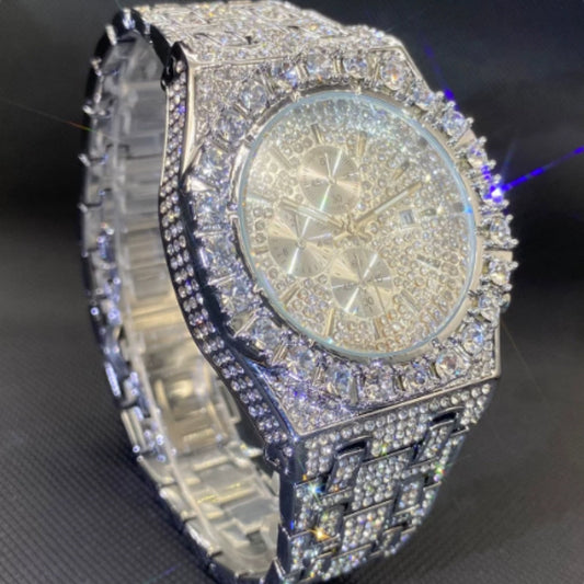 Men's rhinestone accent luxury watch - main view