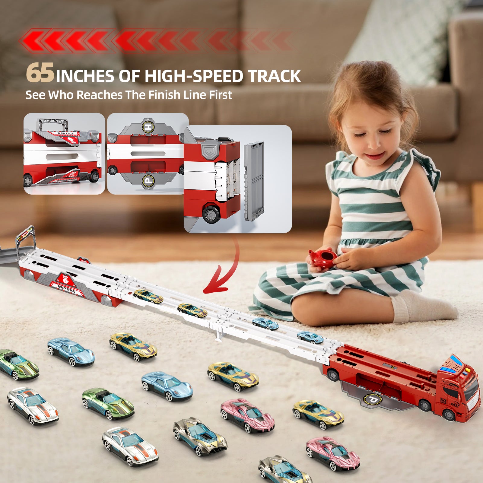 Fire Truck Toy with Lights, Sounds & Music – Kids Transport Vehicle - product photo 6 of 8