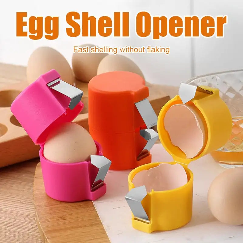 Orange-red stainless steel and PP egg cracker and separator - main product photo