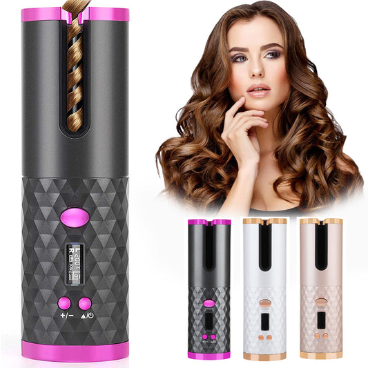 Cordless Automatic Hair Curler – Rechargeable Ceramic Curling Iron with LCD Display – photo 1 of 10