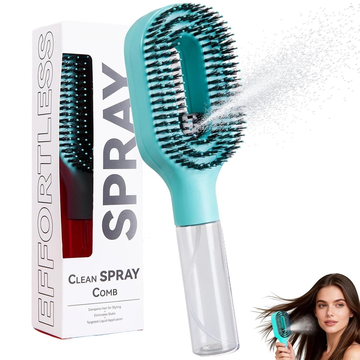 2-in-1 detangling comb spraying essential oil blend on hair