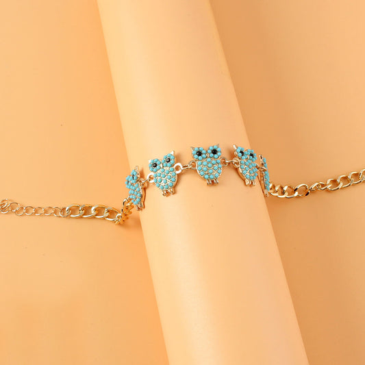 Vintage Owl Pendant Alloy Anklet - photo 1