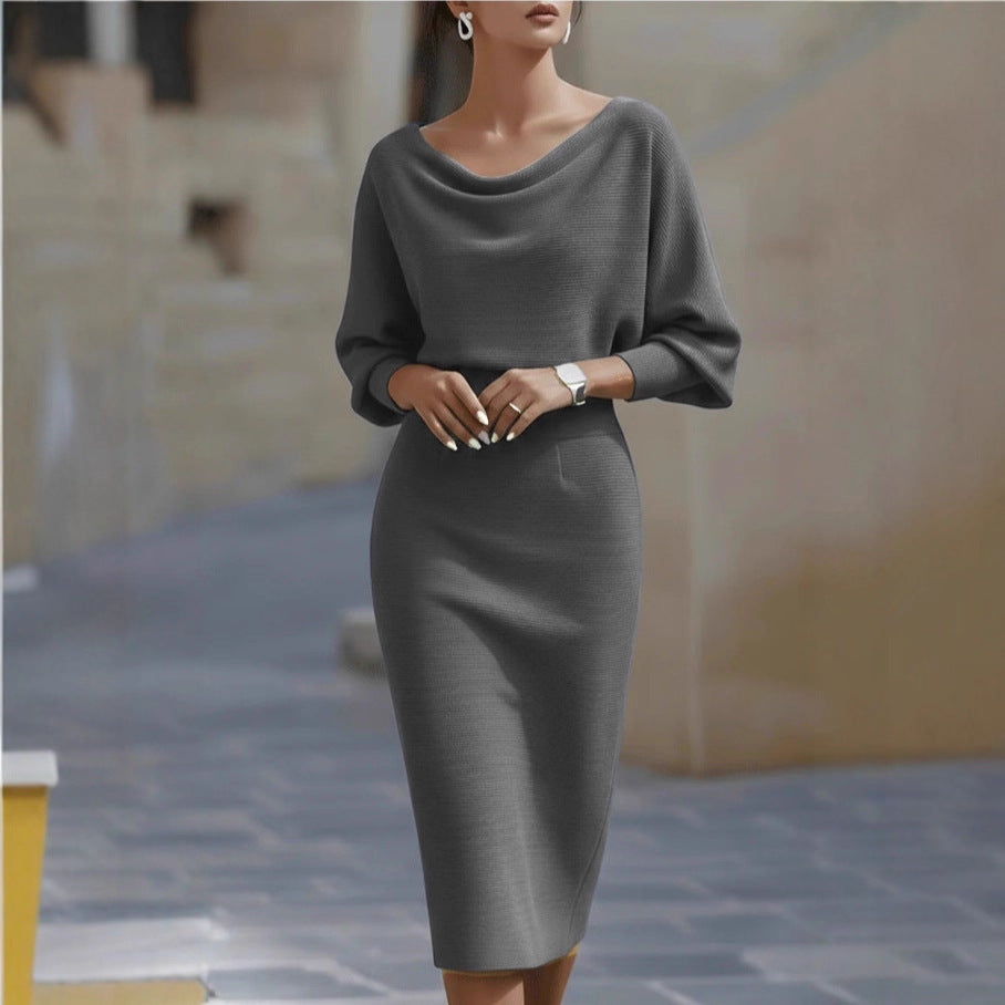 Pleated Batwing Sleeve Midi Dress – Women's A-Line Daywear - product photo 4 of 8