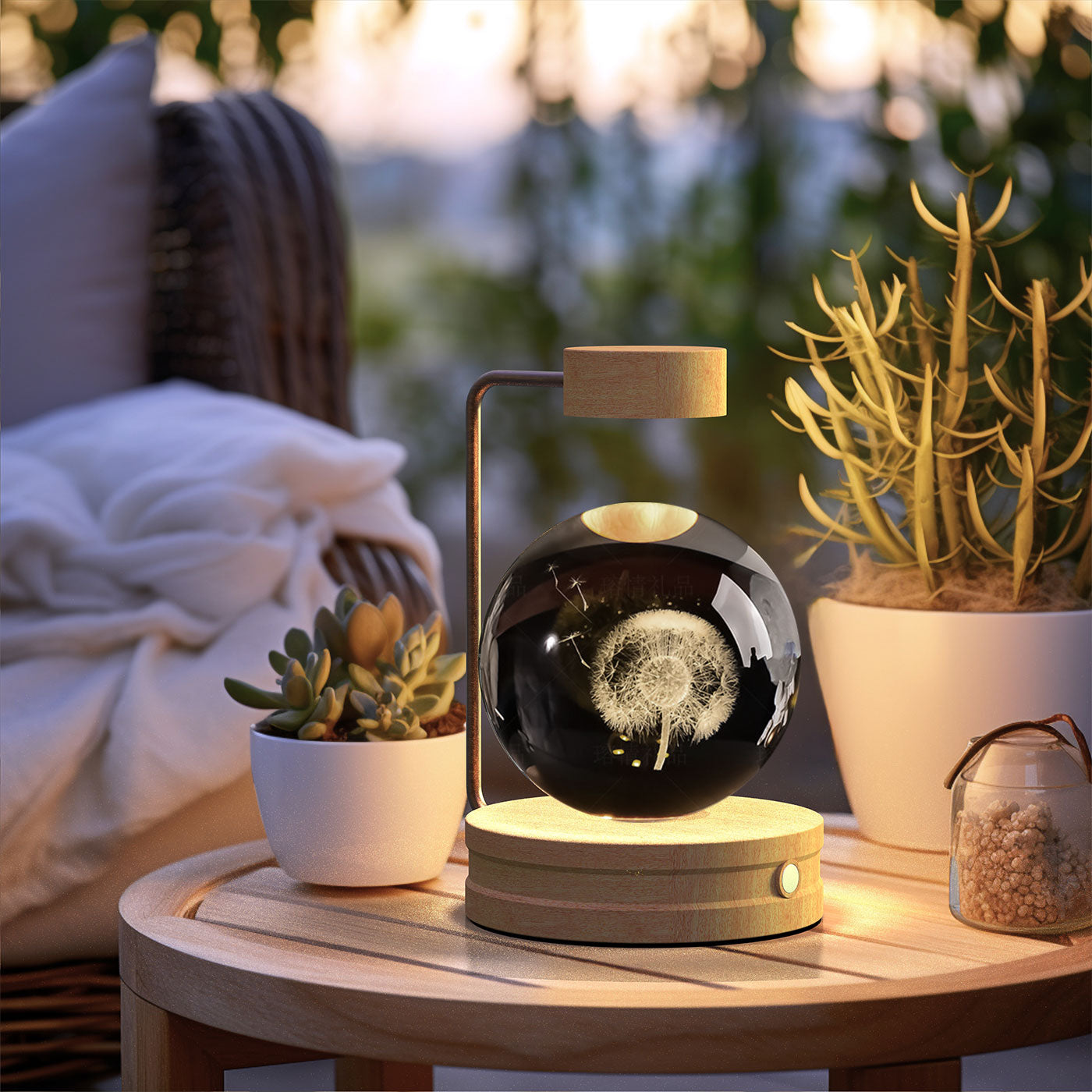 3D crystal night light with wood base, design option 22 of 51