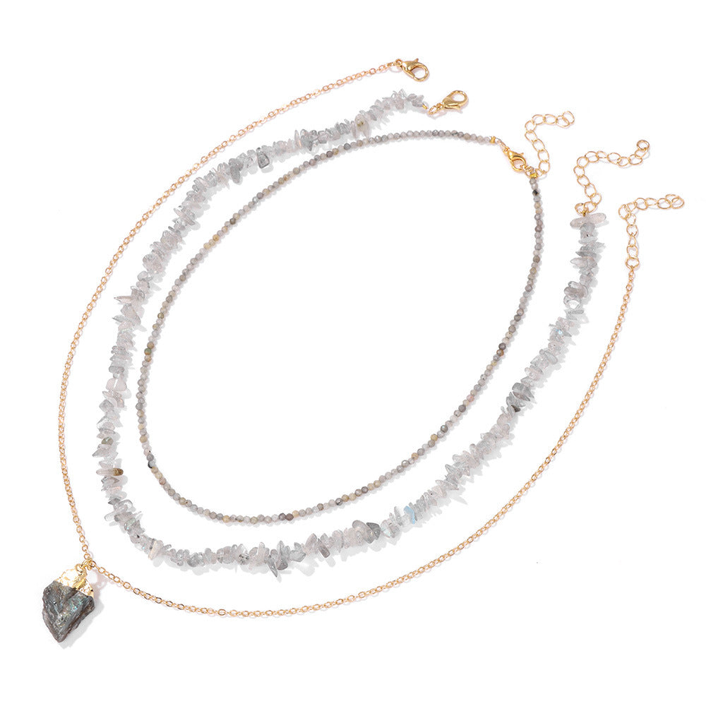 Natural Stone Bead Necklace – Retro Style Statement Necklace - product photo 4 of 8