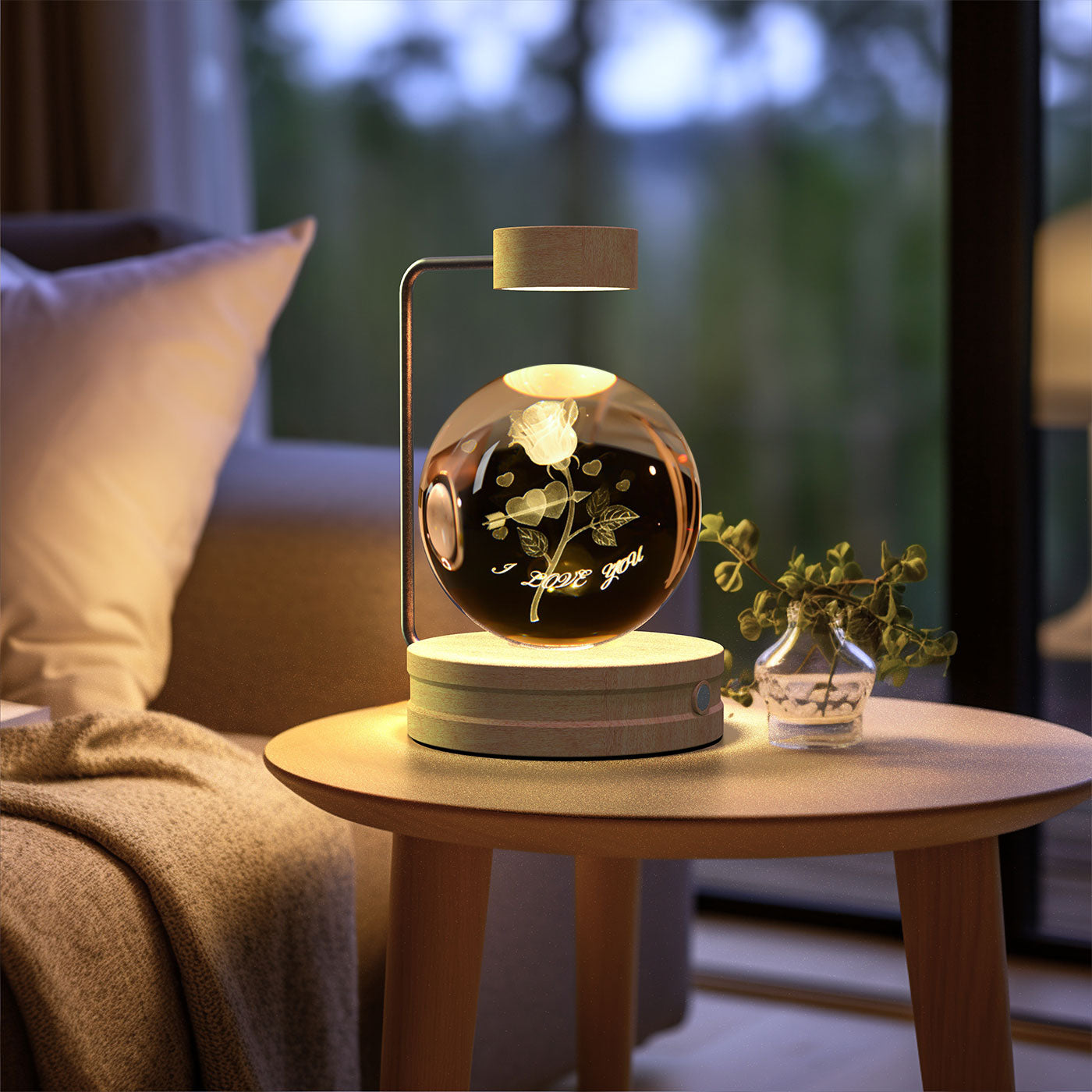 3D crystal night light with wood base, design option 47 of 51
