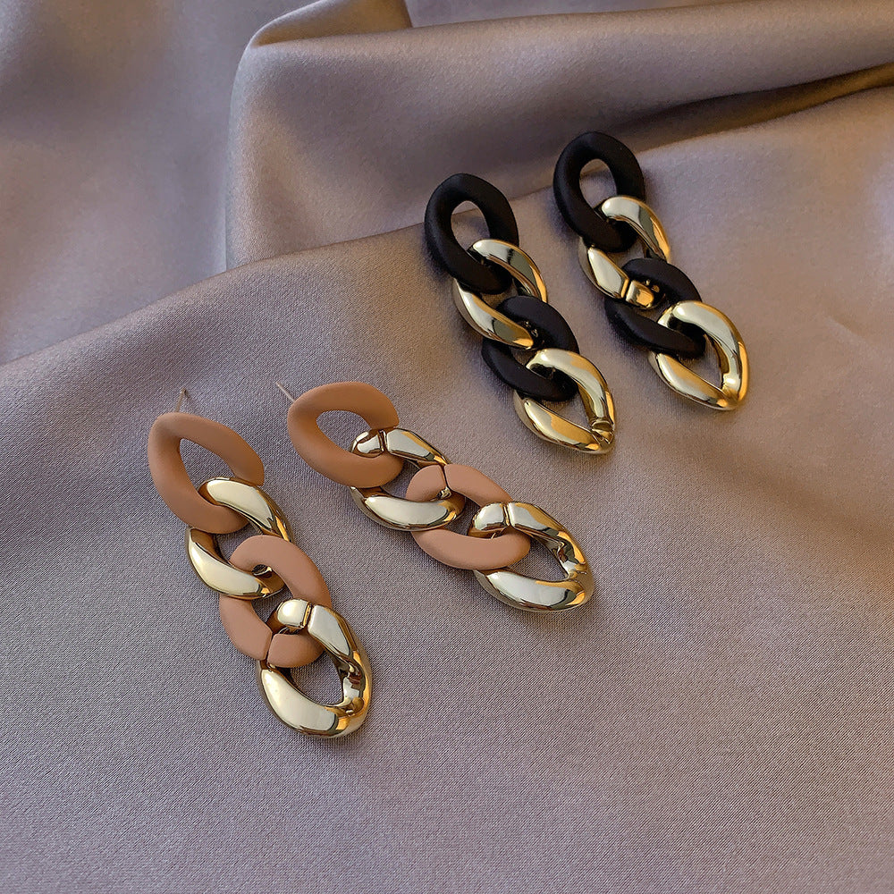 Women's Long Statement Earrings – Contrasting Color Drop Earrings - product photo 5 of 5