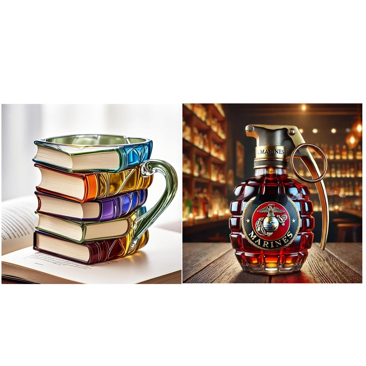 3D book stack mug, full product view