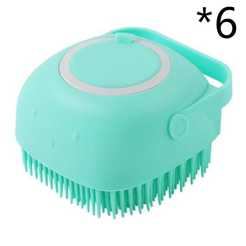 Silicone pet bath massage brush with shampoo dispenser for dogs and cats - view 7