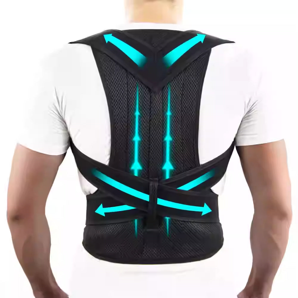 Posture corrector shoulder support brace, side view